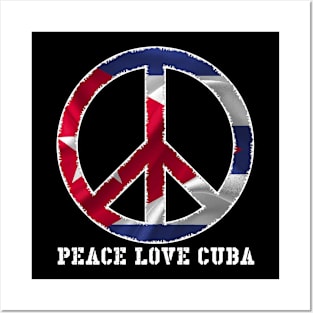 Peace Love Cuba Free Cuba Libre Cuban Flag Pride Vintage Posters and Art